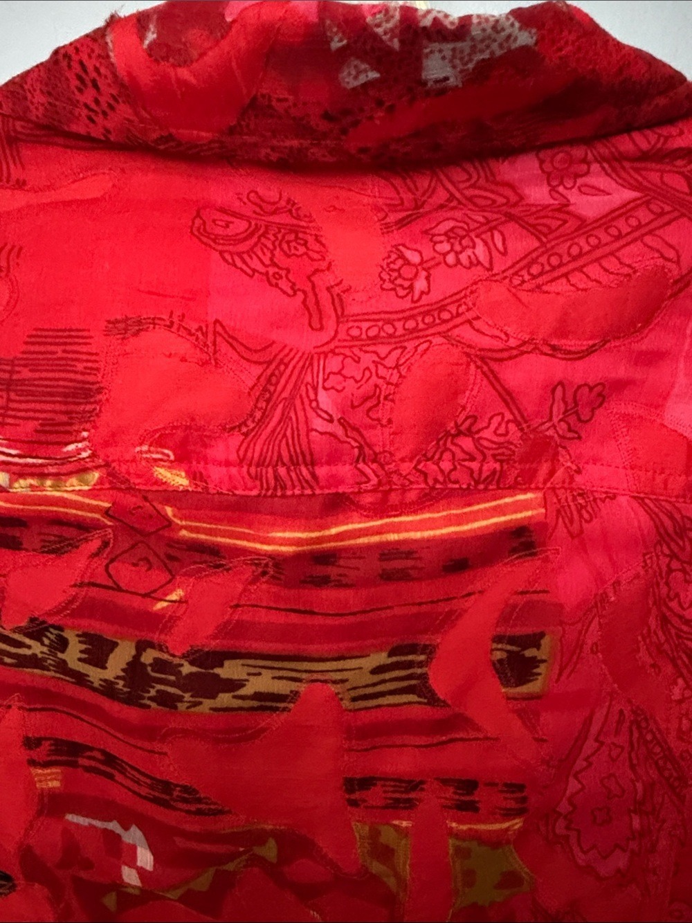 CHICO’S Vintage Raw Silk Embroidered Asian Art-to-Wear Jacket Size 3 (XL) - Picture 8 of 9